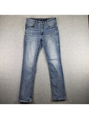 BKE Jake Straight Jeans Mens 31x34 Light Wash Stretch Denim Buckle Casual